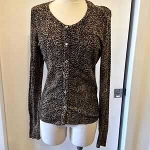 NWOT White House black market leopard print cardigan sz small